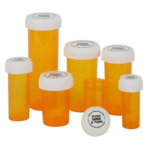 Secure 13 Dram Vial with Reversible Caps 